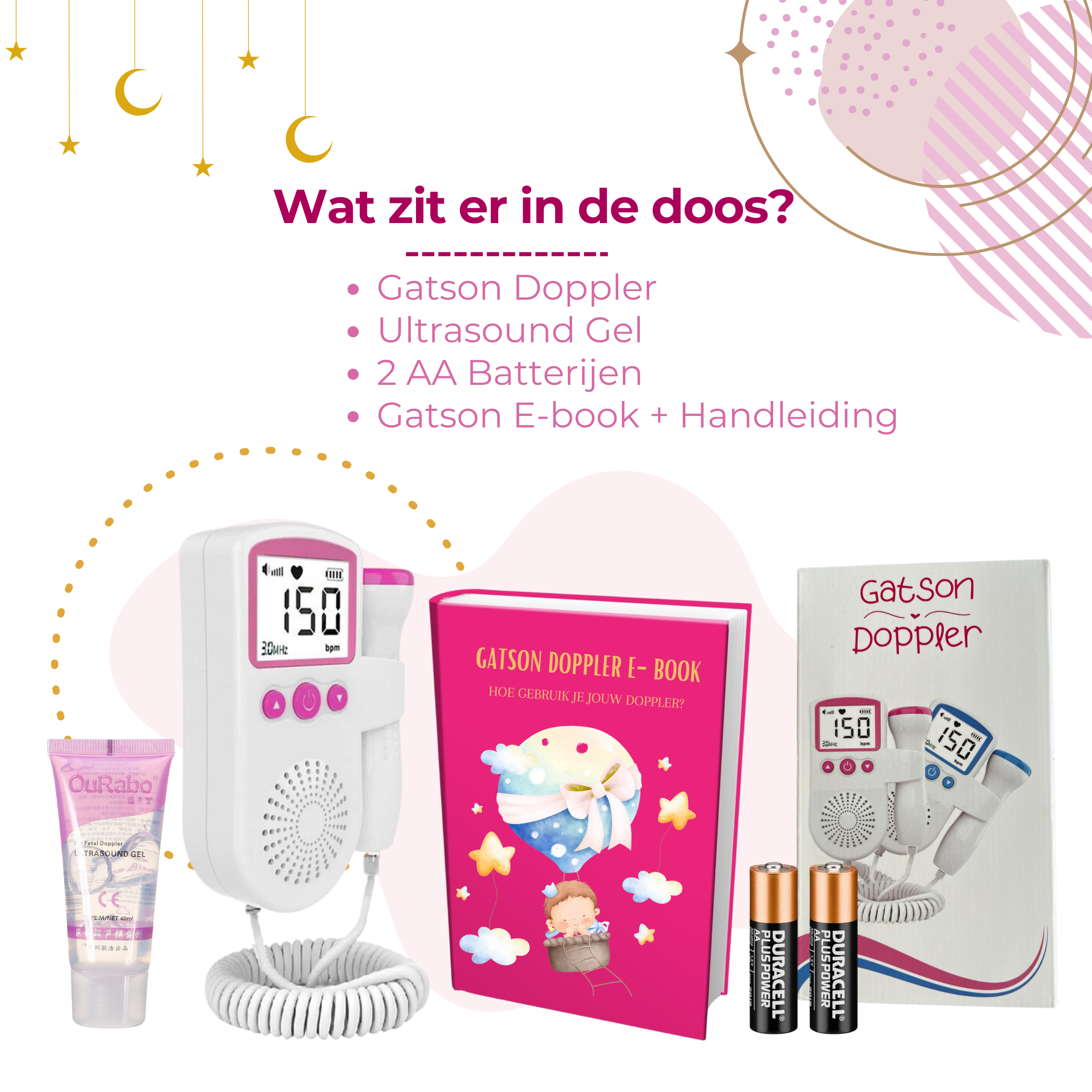 Gatson Roze Doppler - Inclusief E-book, Doppler Gel en Batterijen