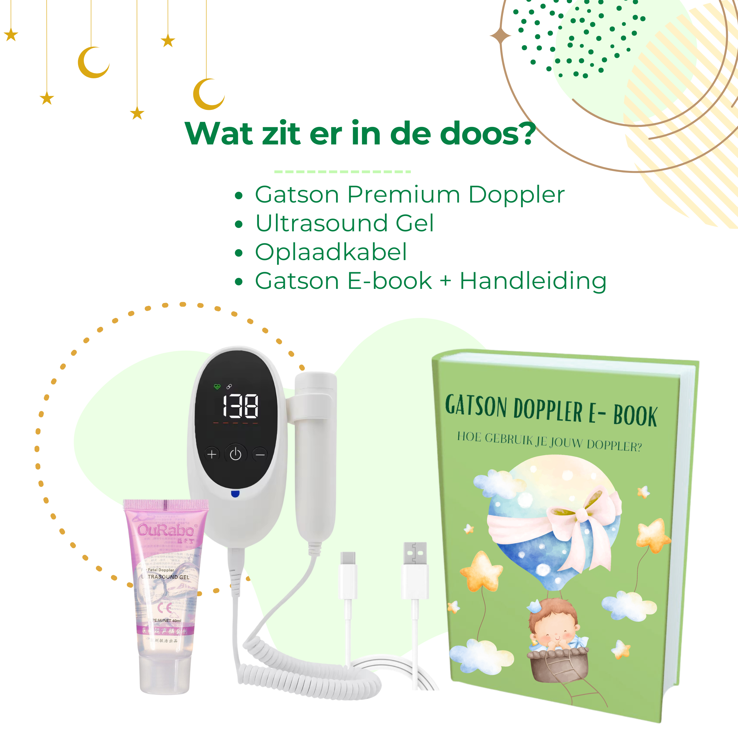 Gatson Premium Doppler - Inclusief E-book en Doppler gel, USB Oplaadbaar