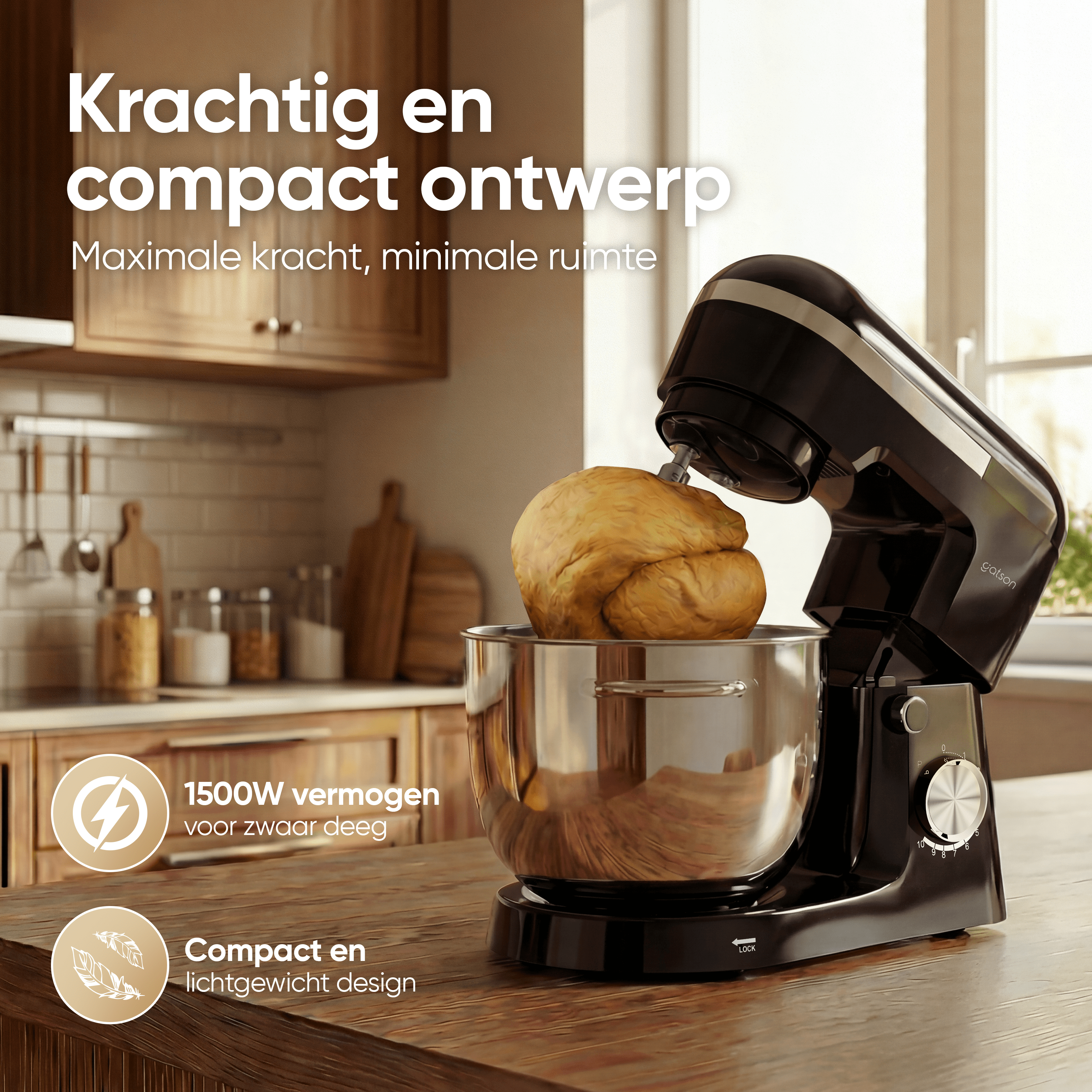 Gatson 1500W Keukenmachine - 10 Snelheden - 5L Mengkom - Dubbele Handvat