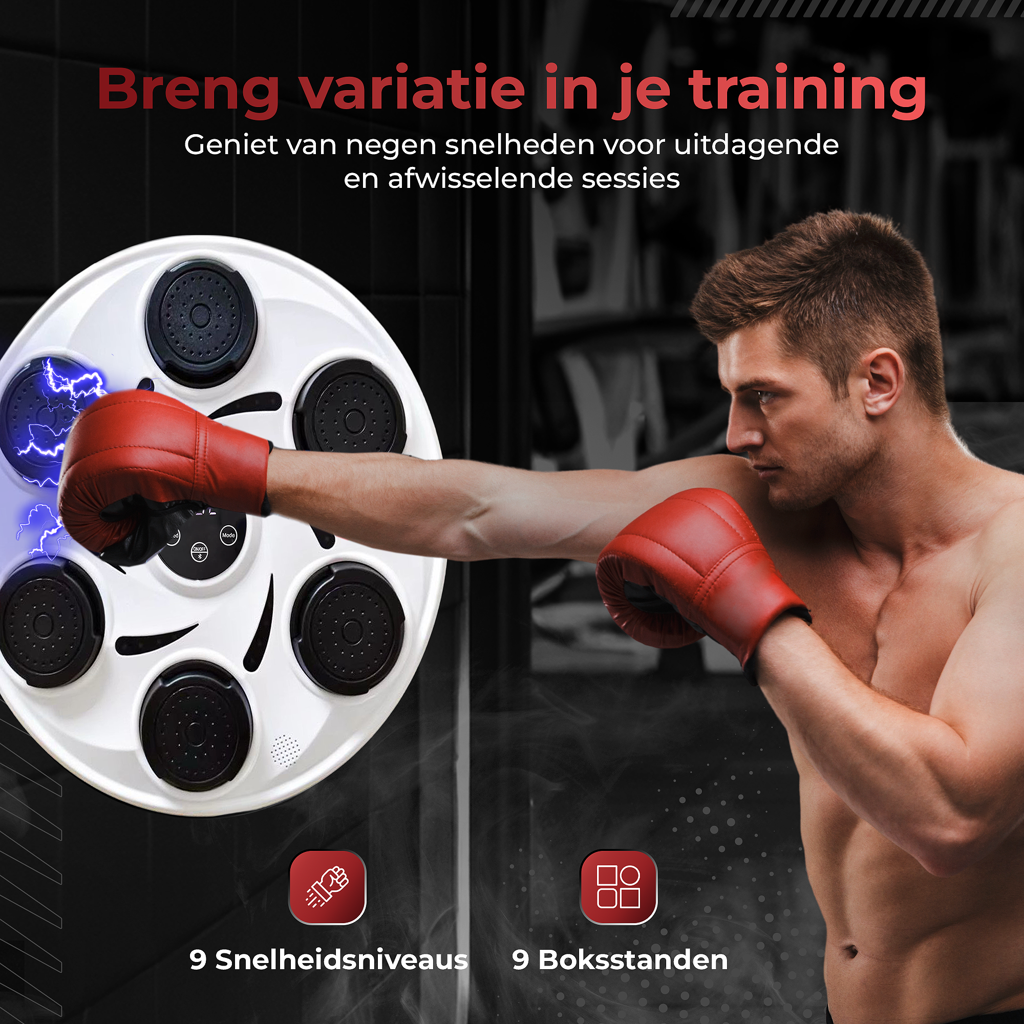 Gatson Premium Boxing Machine Wit - Inclusief Bokshandschoenen