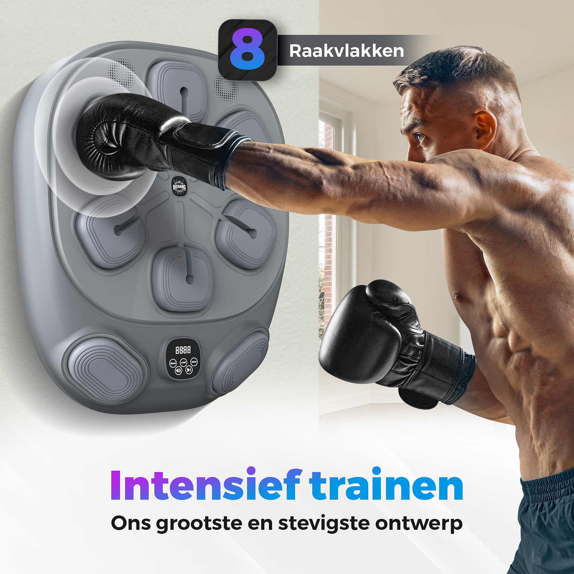 Gatson Pro Boxing Machine Grijs - Inclusief Bokshandschoenen
