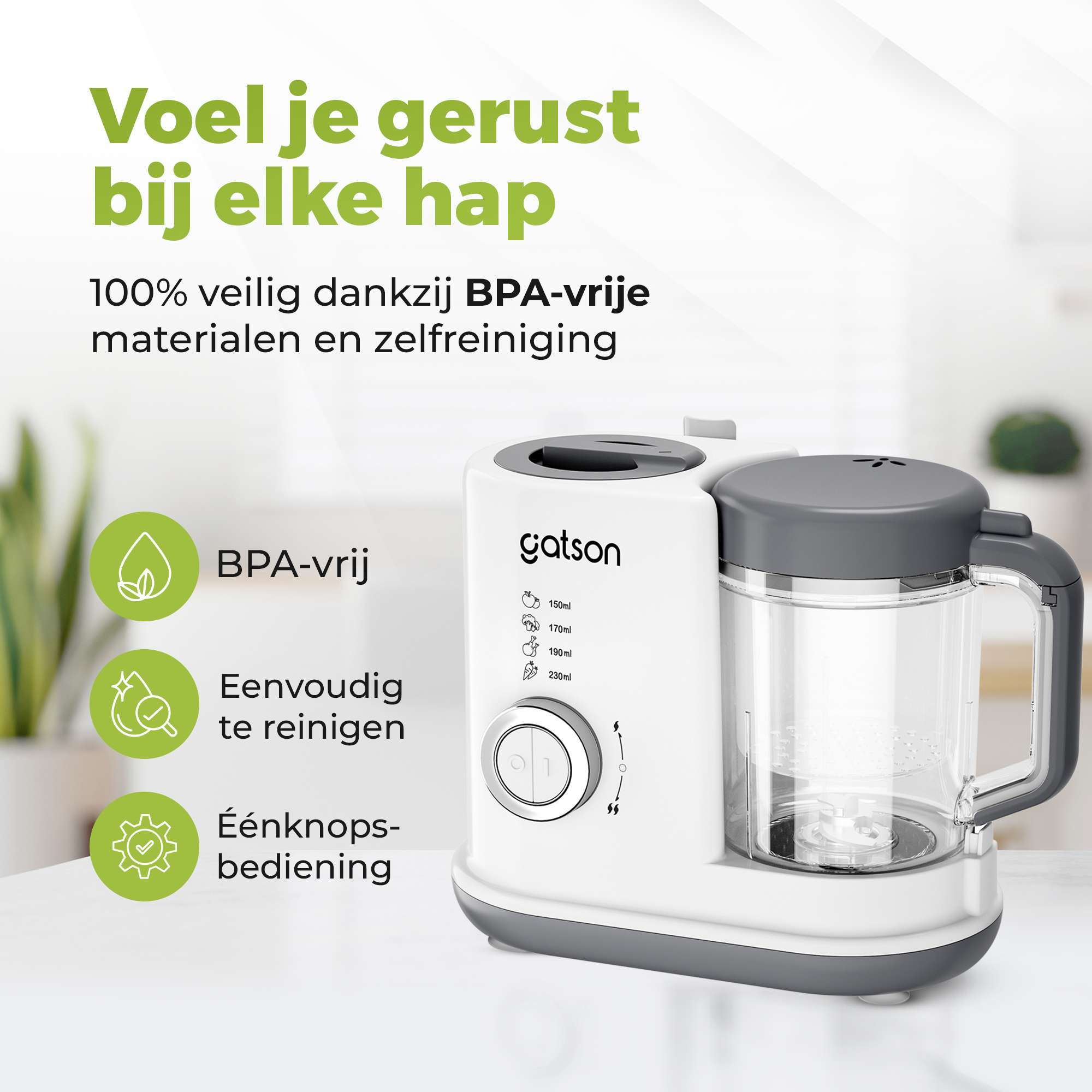 Gatson BabyChef - Blender en Stomer - Inclusief Babyvoeding bewaarbakje