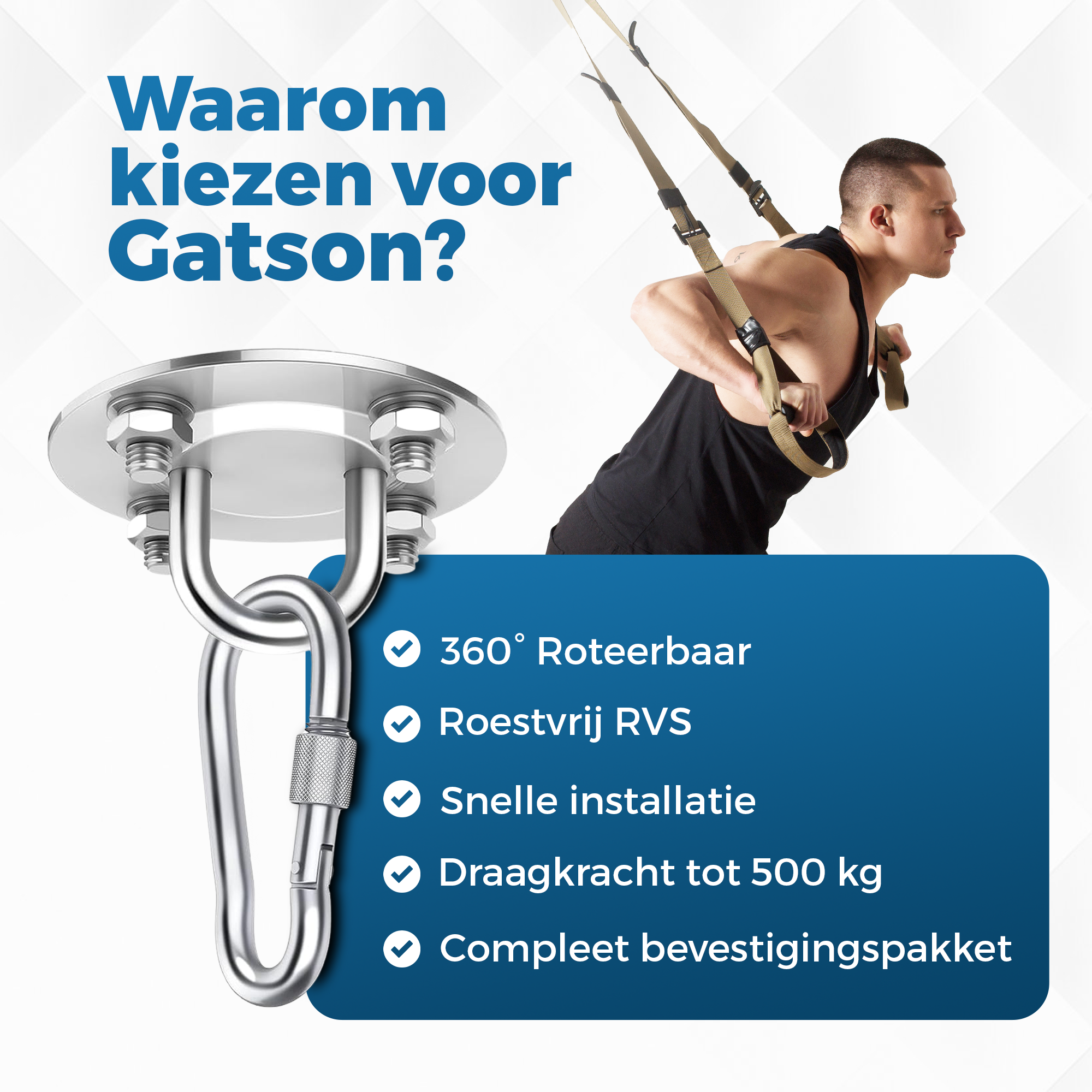Gatson Plafondhaak - 500kg draagvermogen