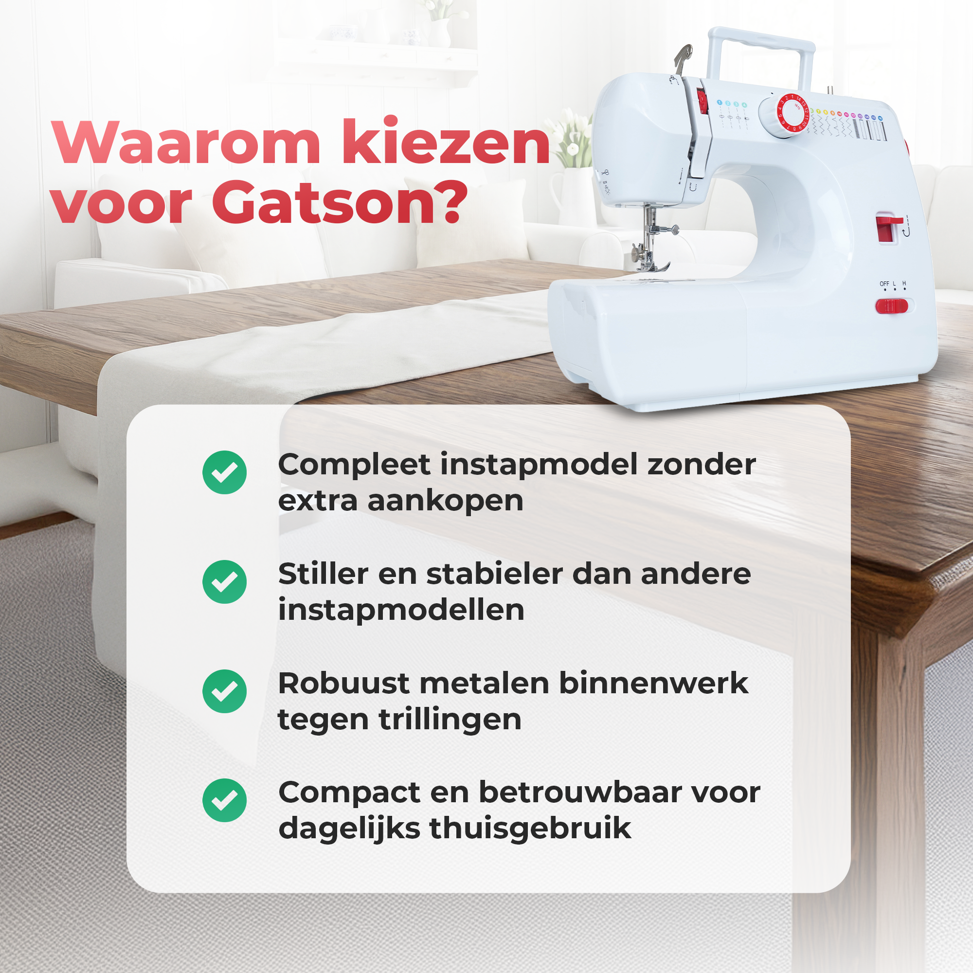 Gatson Naaimachine - Instapmodel - 16 Steken - Stil & Compact
