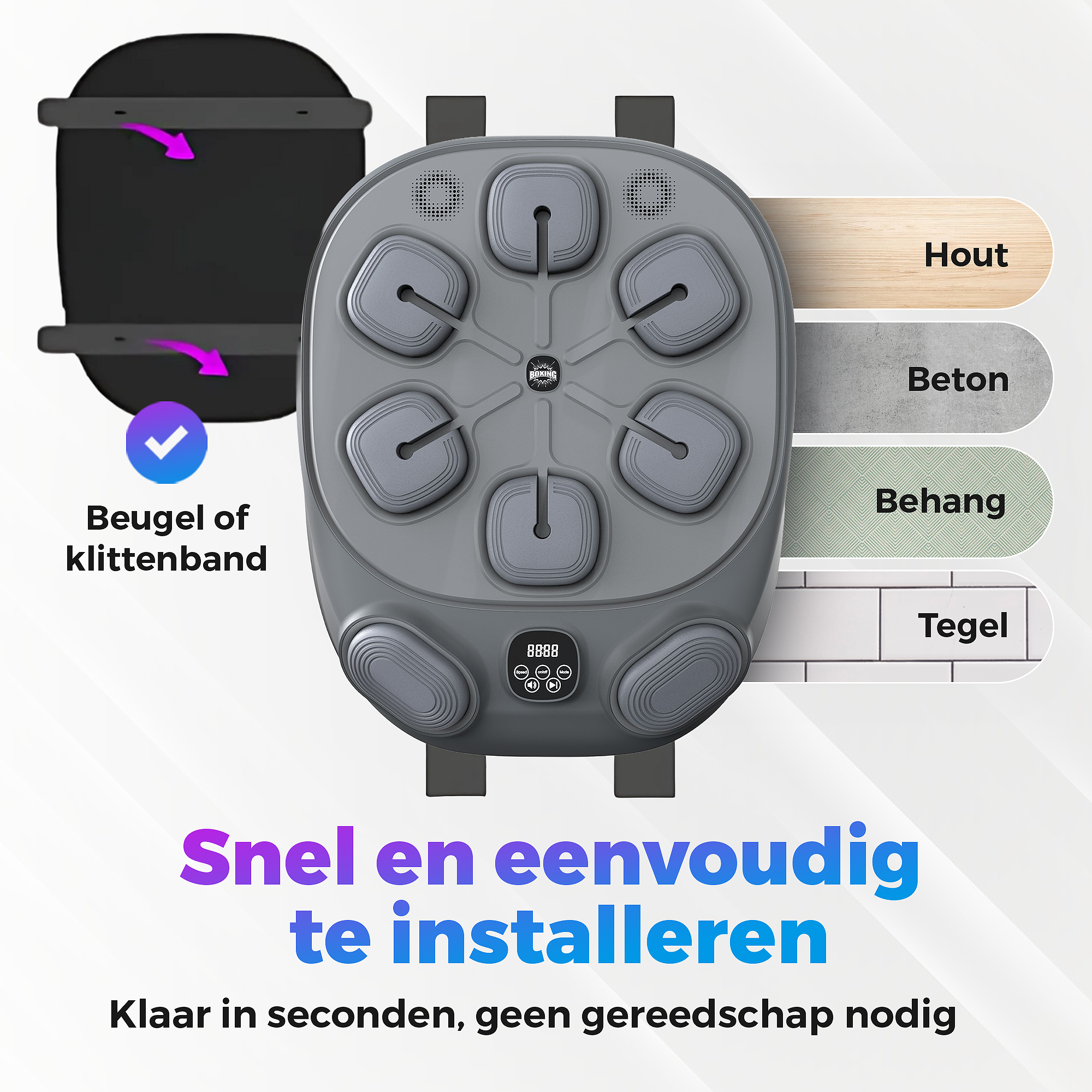 Gatson Pro Boxing Machine Grijs - Inclusief Bokshandschoenen