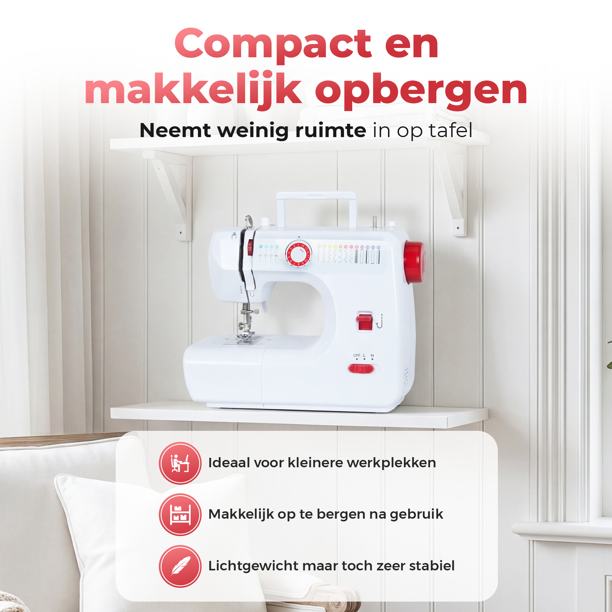 Gatson Naaimachine - Instapmodel - 16 Steken - Stil & Compact