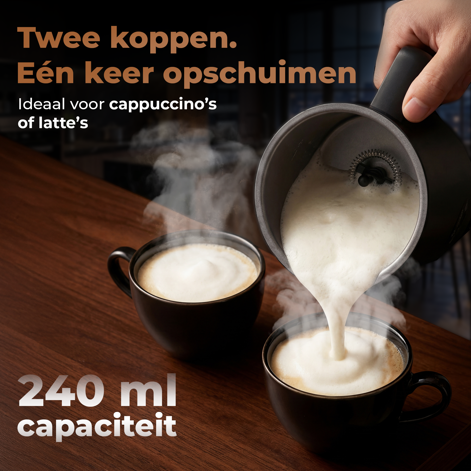 Gatson Elektrische Melkopschuimer - Warm & Koud Schuim - 4 Standen