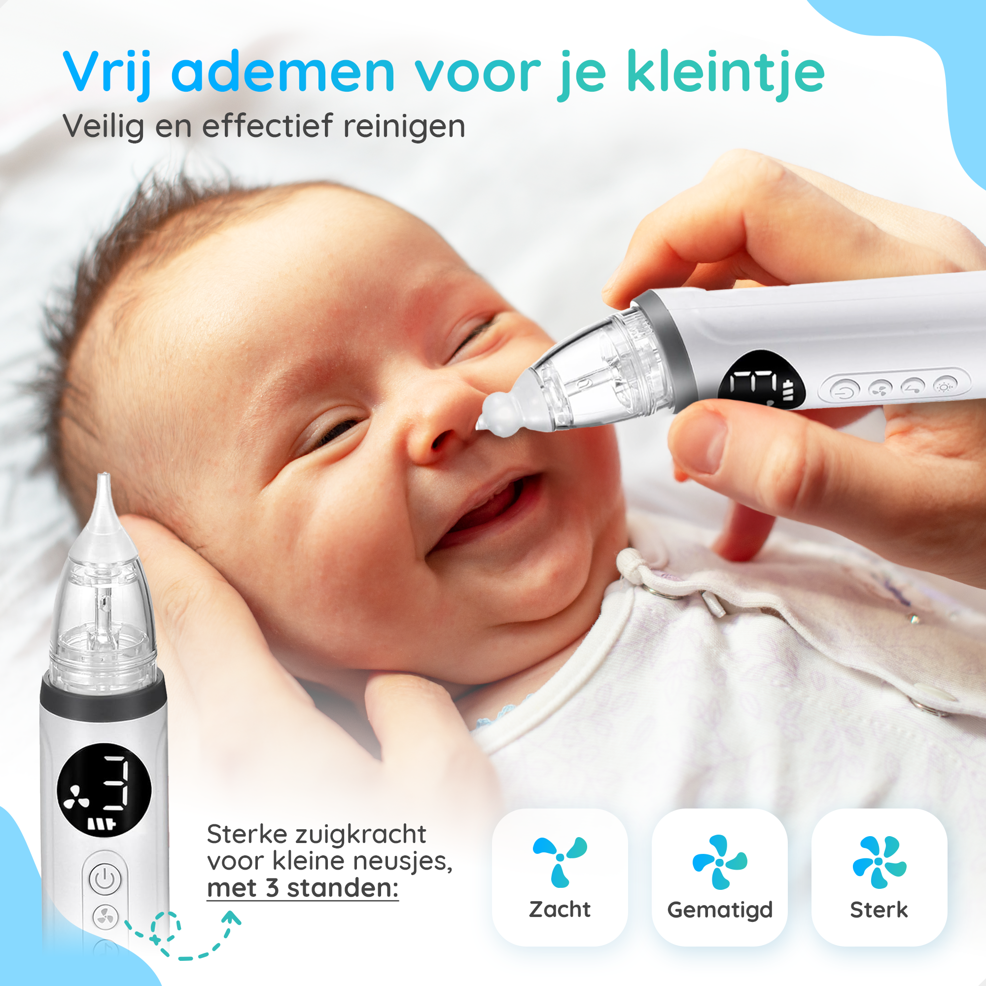 Gatson Pro Neusreiniger Baby - Inclusief Borsteltje, Pincetje en Opbergdoos