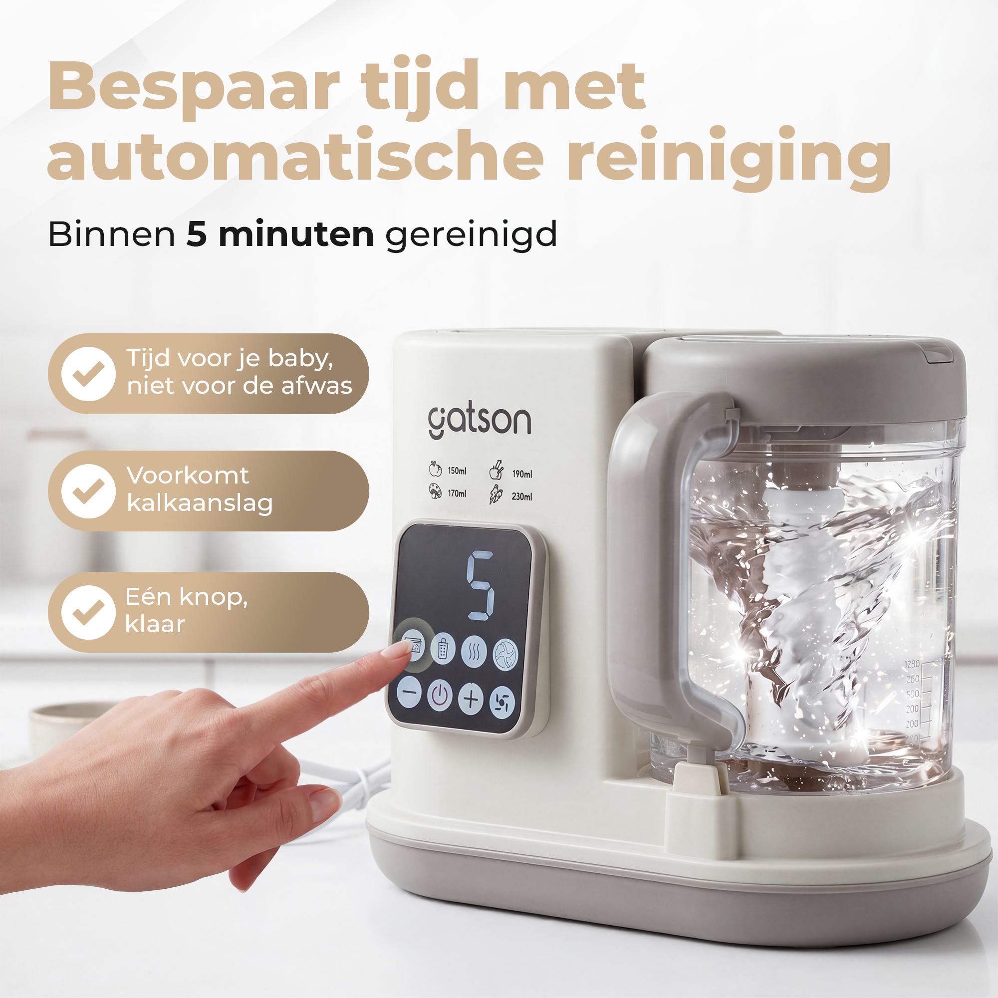 Gatson Pro BabyChef - Blender en Stomer - Inclusief Babyvoeding bewaarbakje