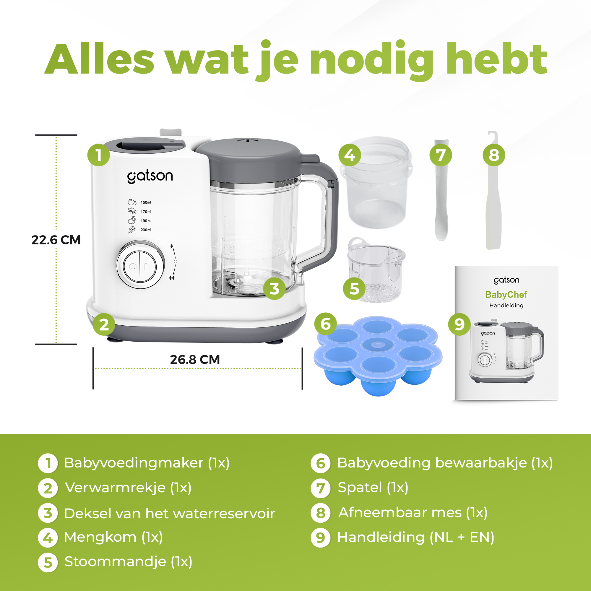 Gatson BabyChef - Blender en Stomer - Inclusief Babyvoeding bewaarbakje