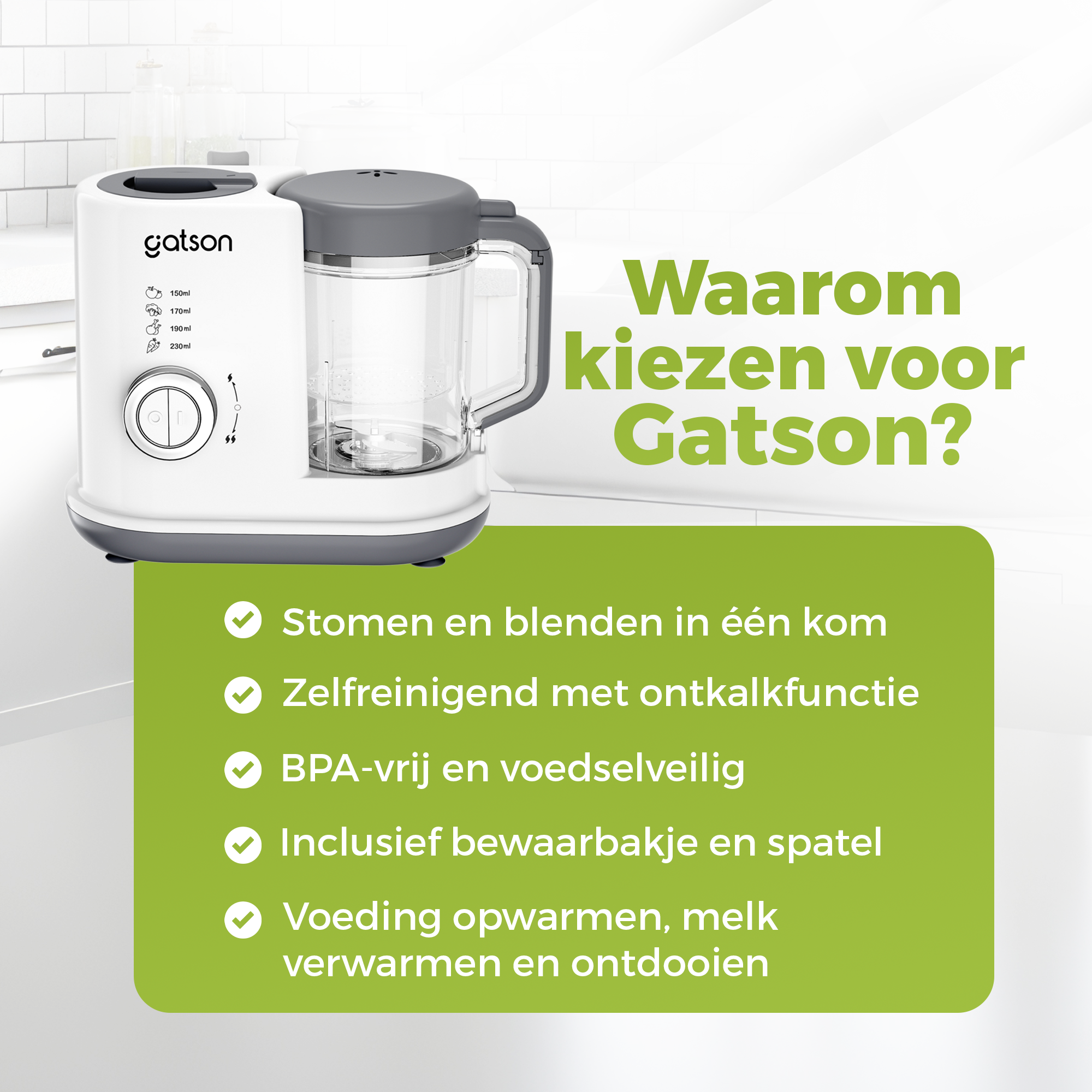 Gatson BabyChef - Blender en Stomer - Inclusief Babyvoeding bewaarbakje