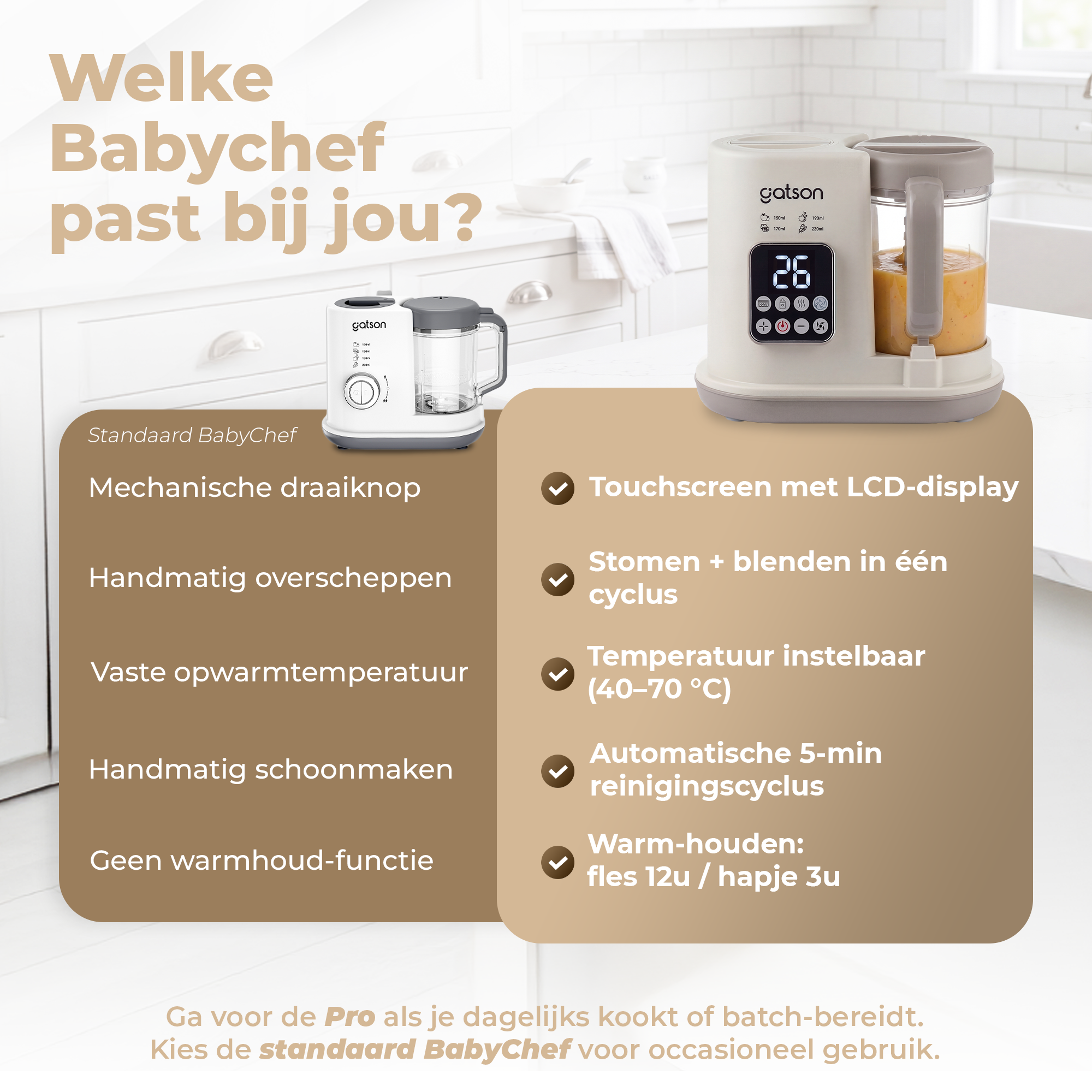 Gatson Pro BabyChef - Blender en Stomer - Inclusief Babyvoeding bewaarbakje