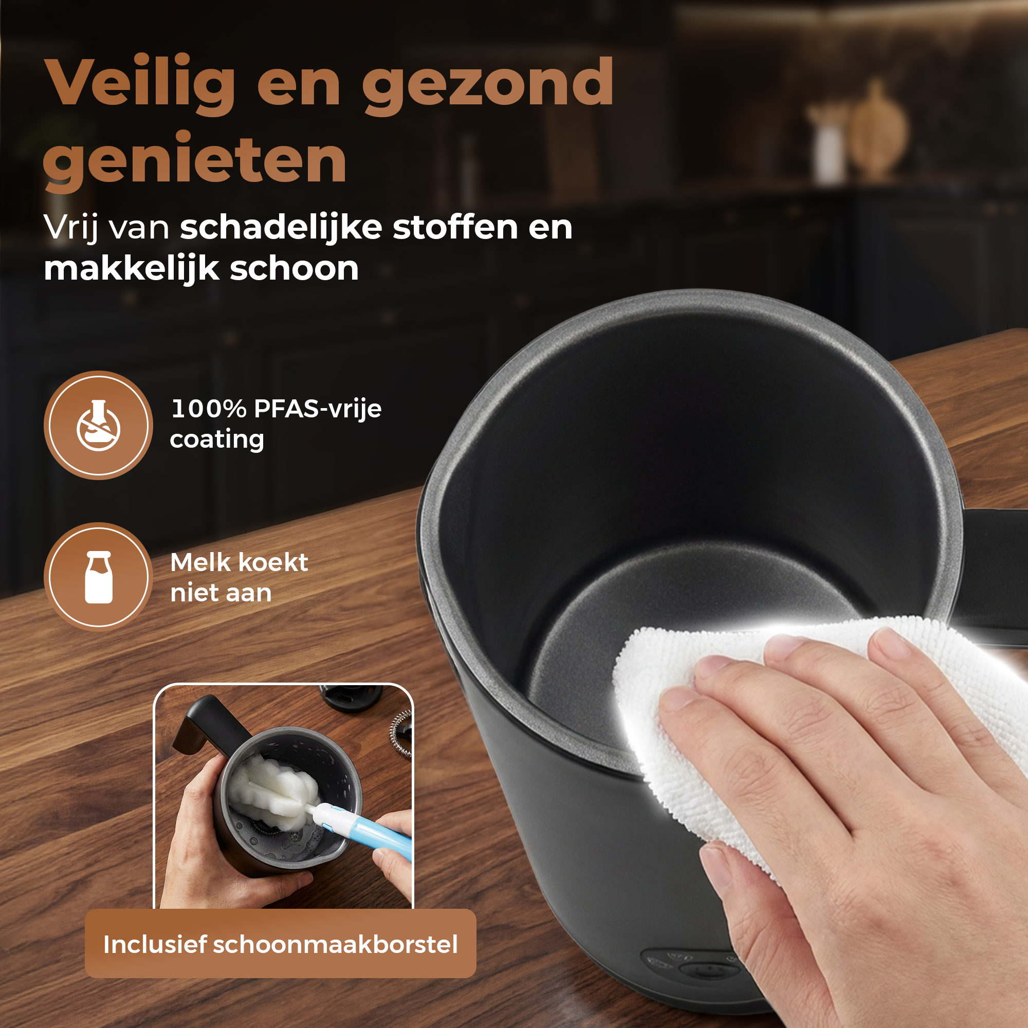 Gatson Elektrische Melkopschuimer - Warm & Koud Schuim - 4 Standen