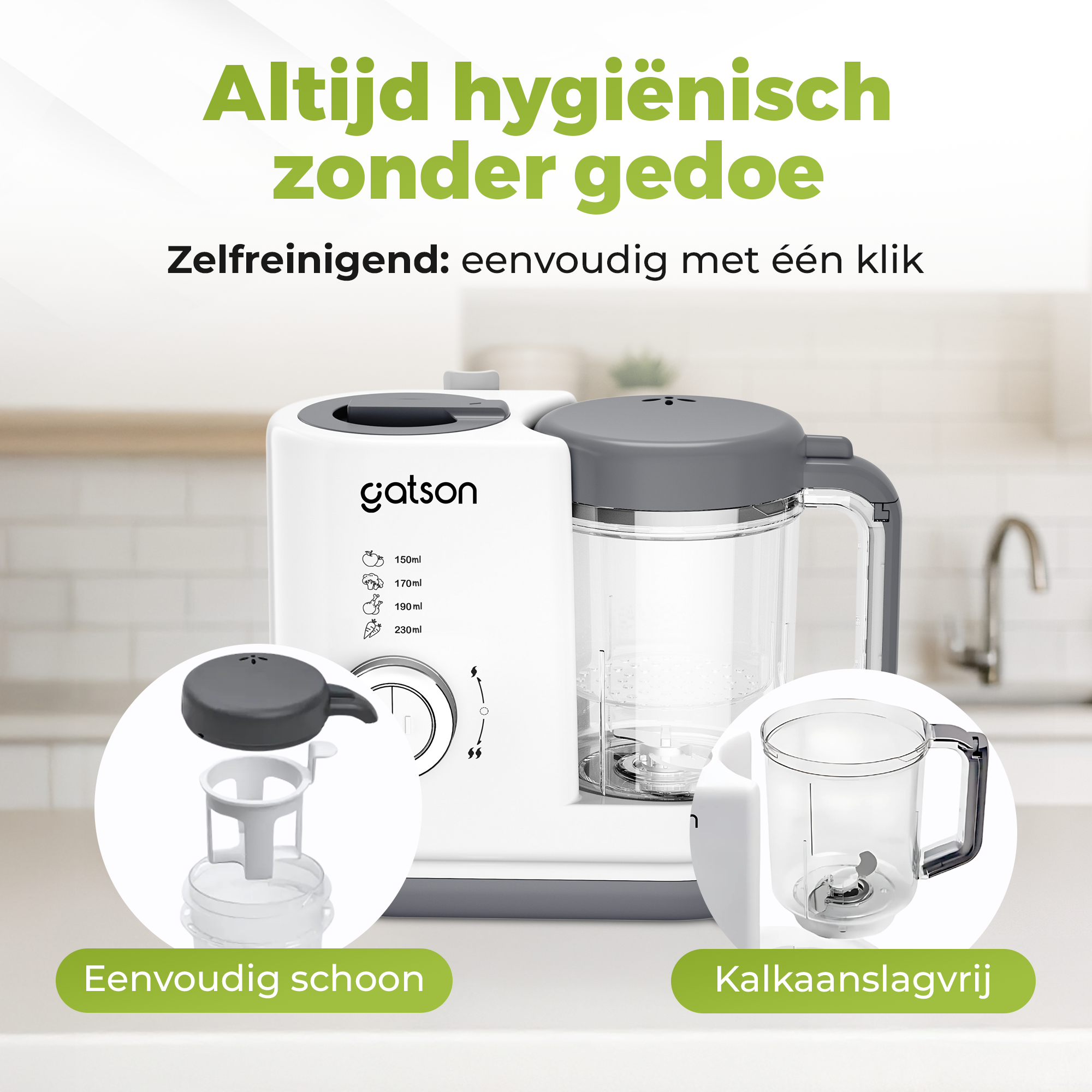 Gatson BabyChef - Blender en Stomer - Inclusief Babyvoeding bewaarbakje