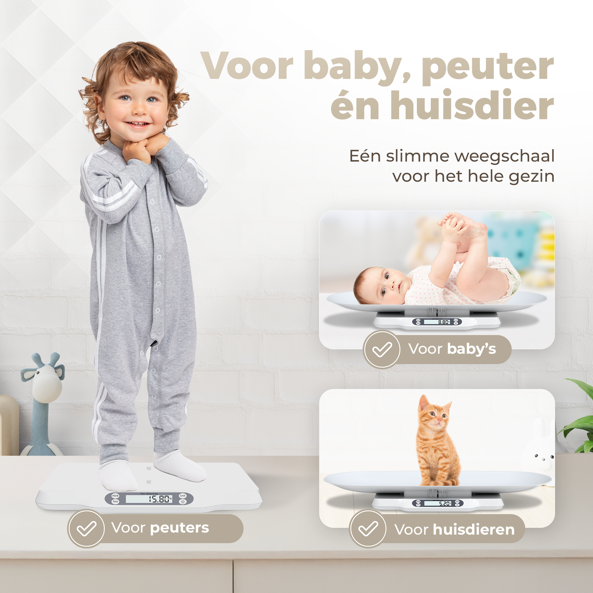 Gatson Babyweegschaal - Met App - Inclusief Meetlint