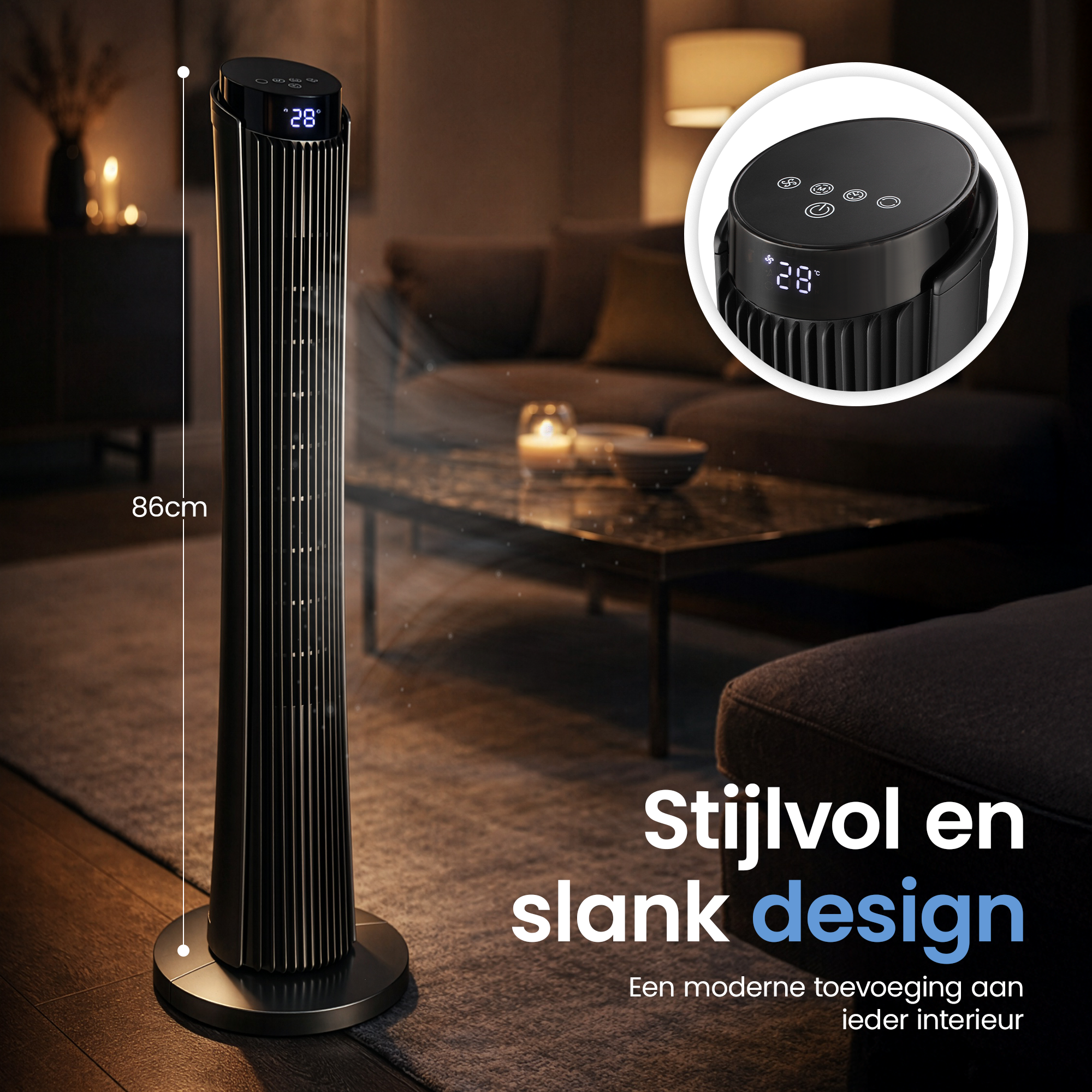 Gatson Torenventilator 86cm - Stil - Met Afstandsbediening