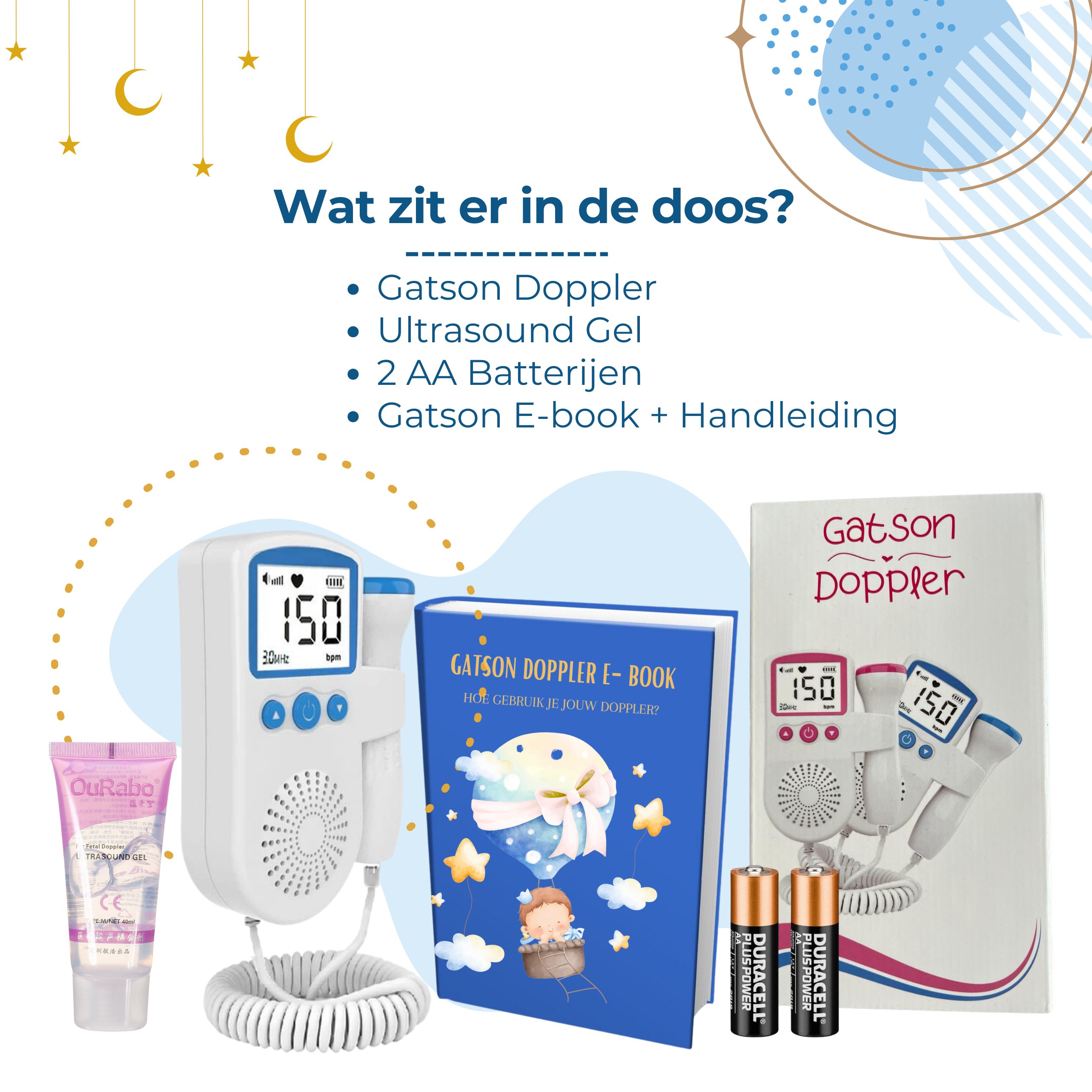 Gatson Blauw Doppler - Inclusief E-book, Doppler Gel en Batterijen