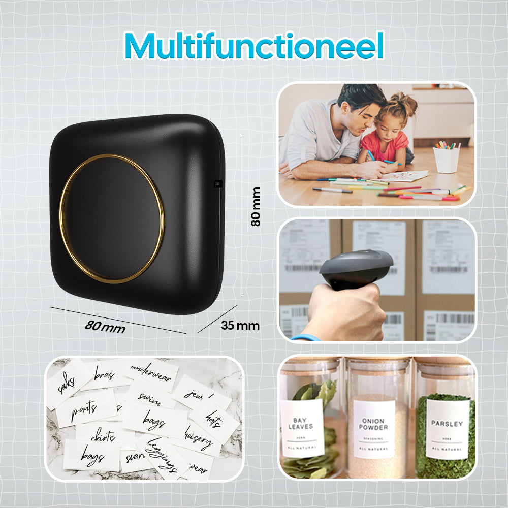 Gatson Mini Printer Zwart - Inclusief 14 Rollen Papier (Sticker, Normaal & Kleur) + 5 pennen