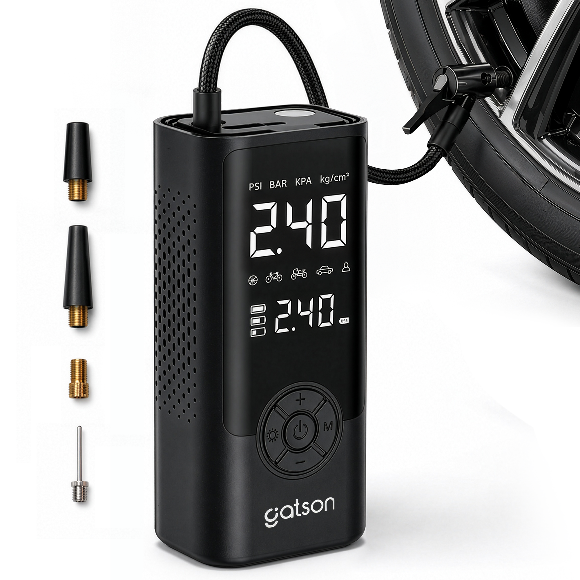 Gatson Luchtcompressor - Bandenpomp - Powerbank - Voor Auto, Motor, Fiets, Bal en Luchtbed