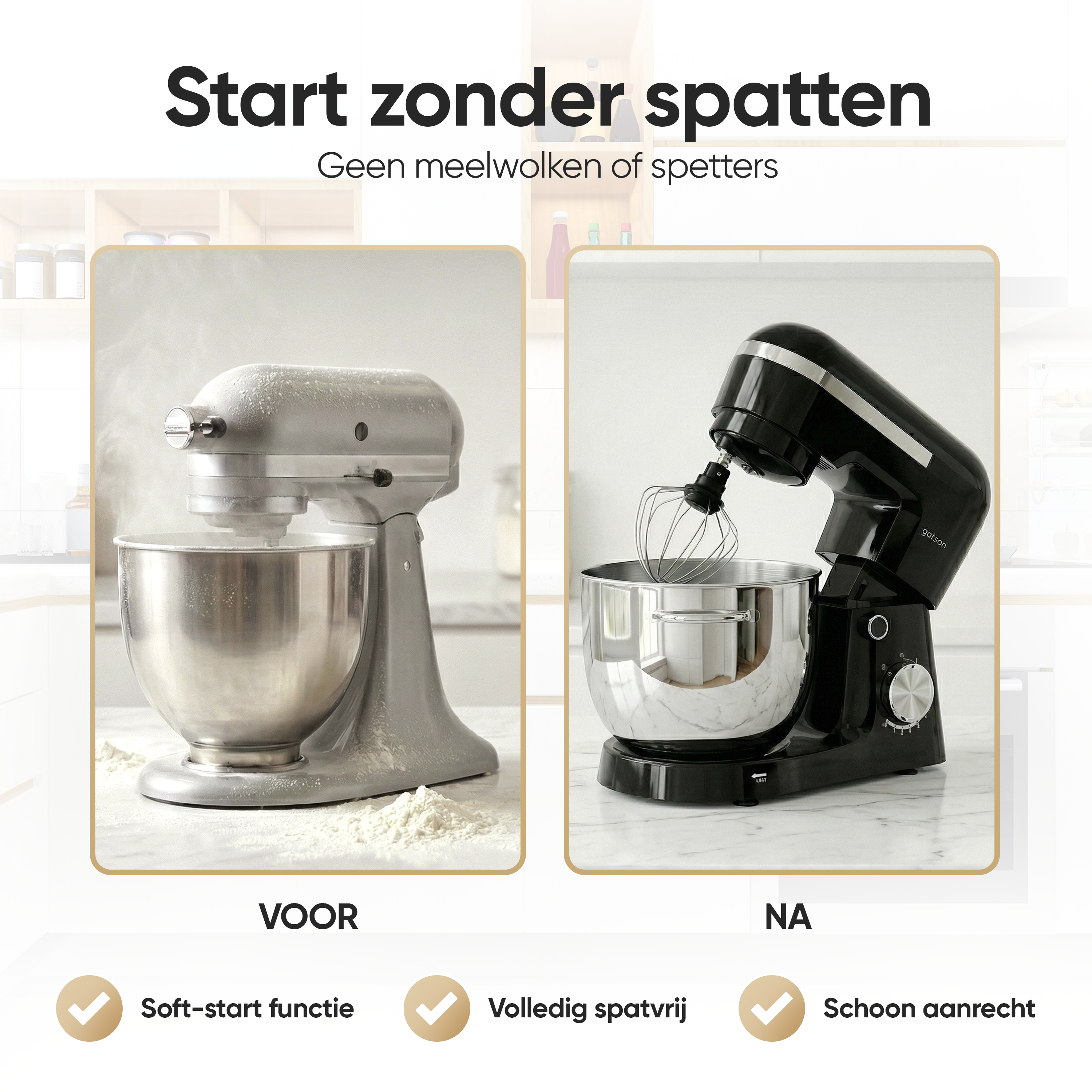 Gatson 1500W Keukenmachine - 10 Snelheden - 5L Mengkom - Dubbele Handvat