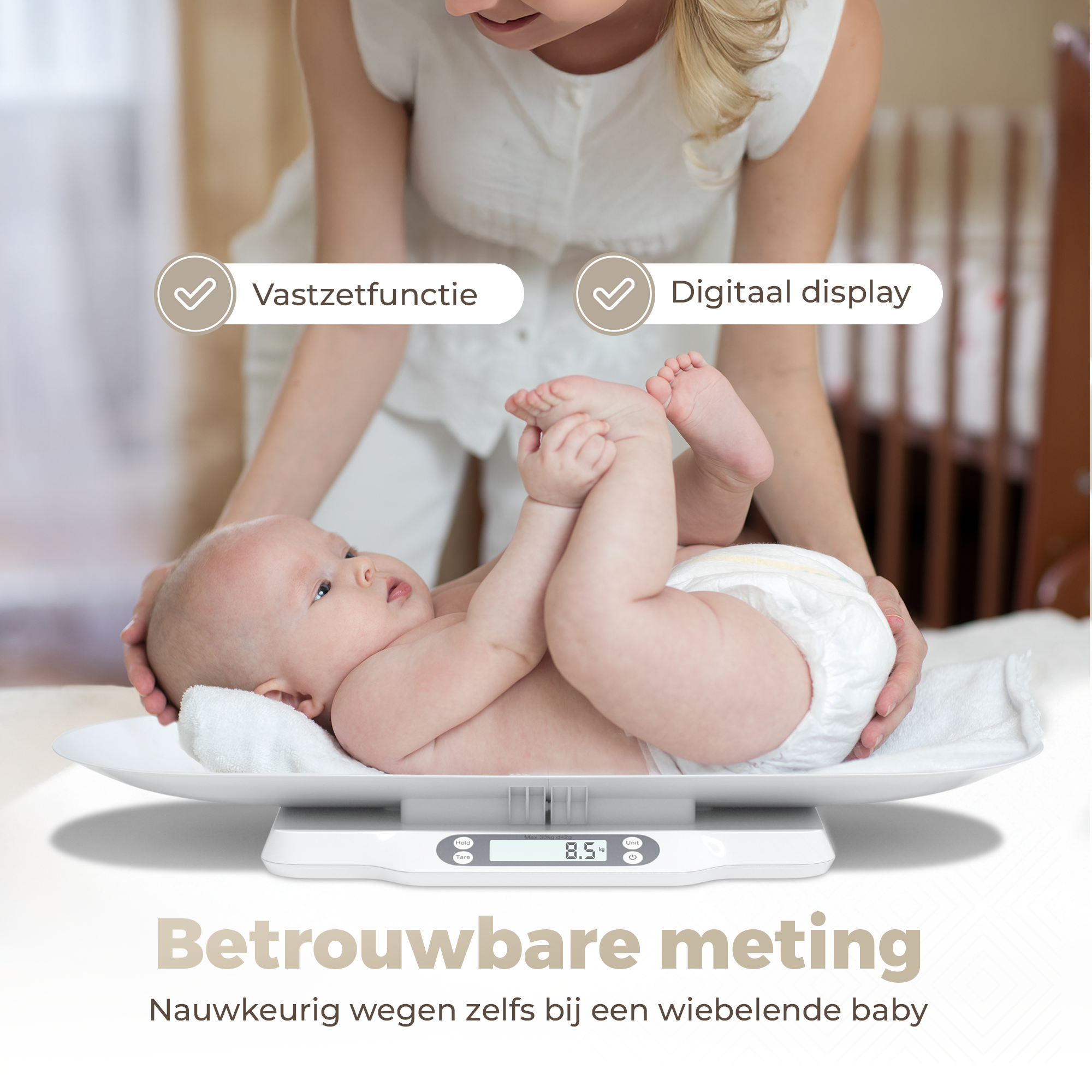 Gatson Babyweegschaal - Met App - Inclusief Meetlint