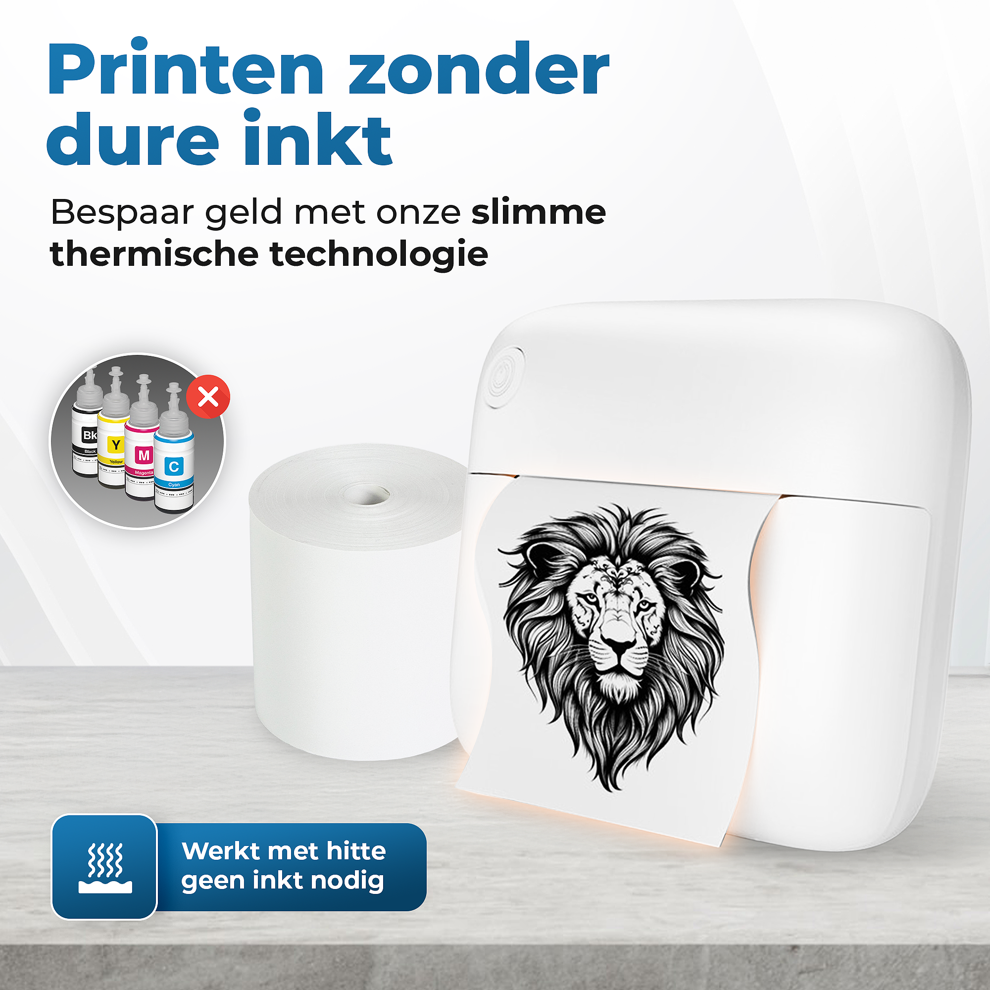 Gatson Mini Printer Wit - Inclusief 14 Rollen Papier (Sticker, Normaal & Kleur) + 5 pennen