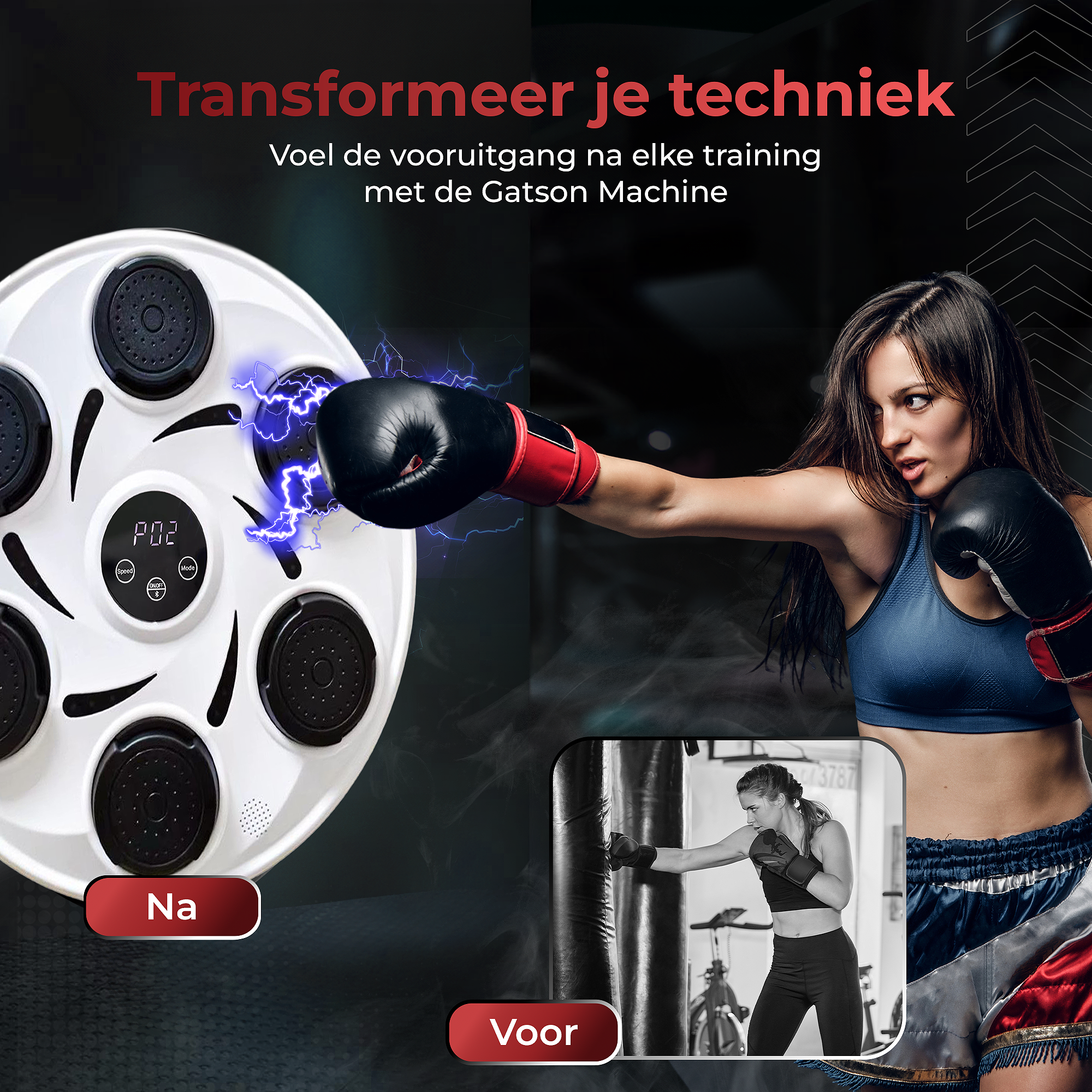 Gatson Premium Boxing Machine Wit - Inclusief Bokshandschoenen
