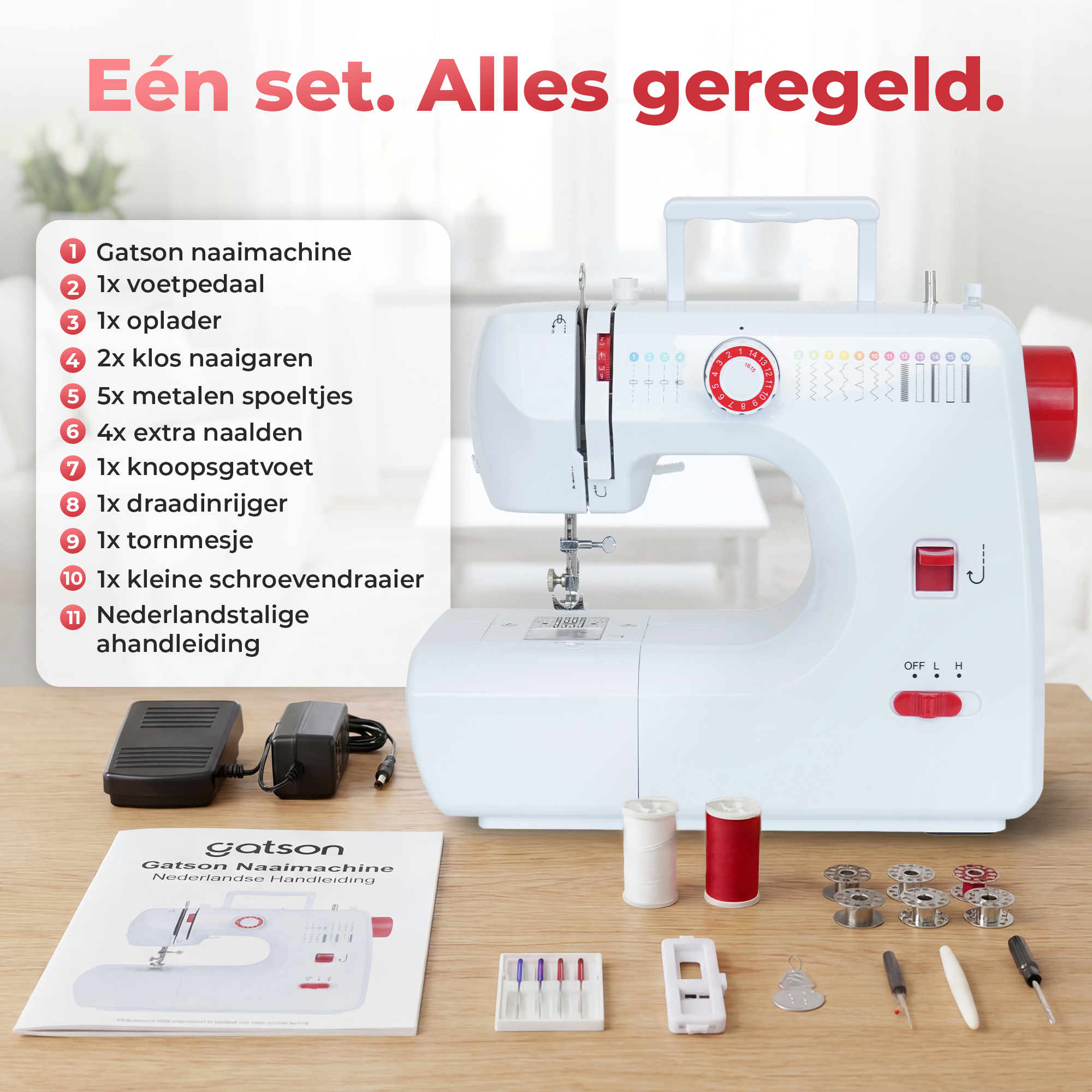 Gatson Naaimachine - Instapmodel - 16 Steken - Stil & Compact