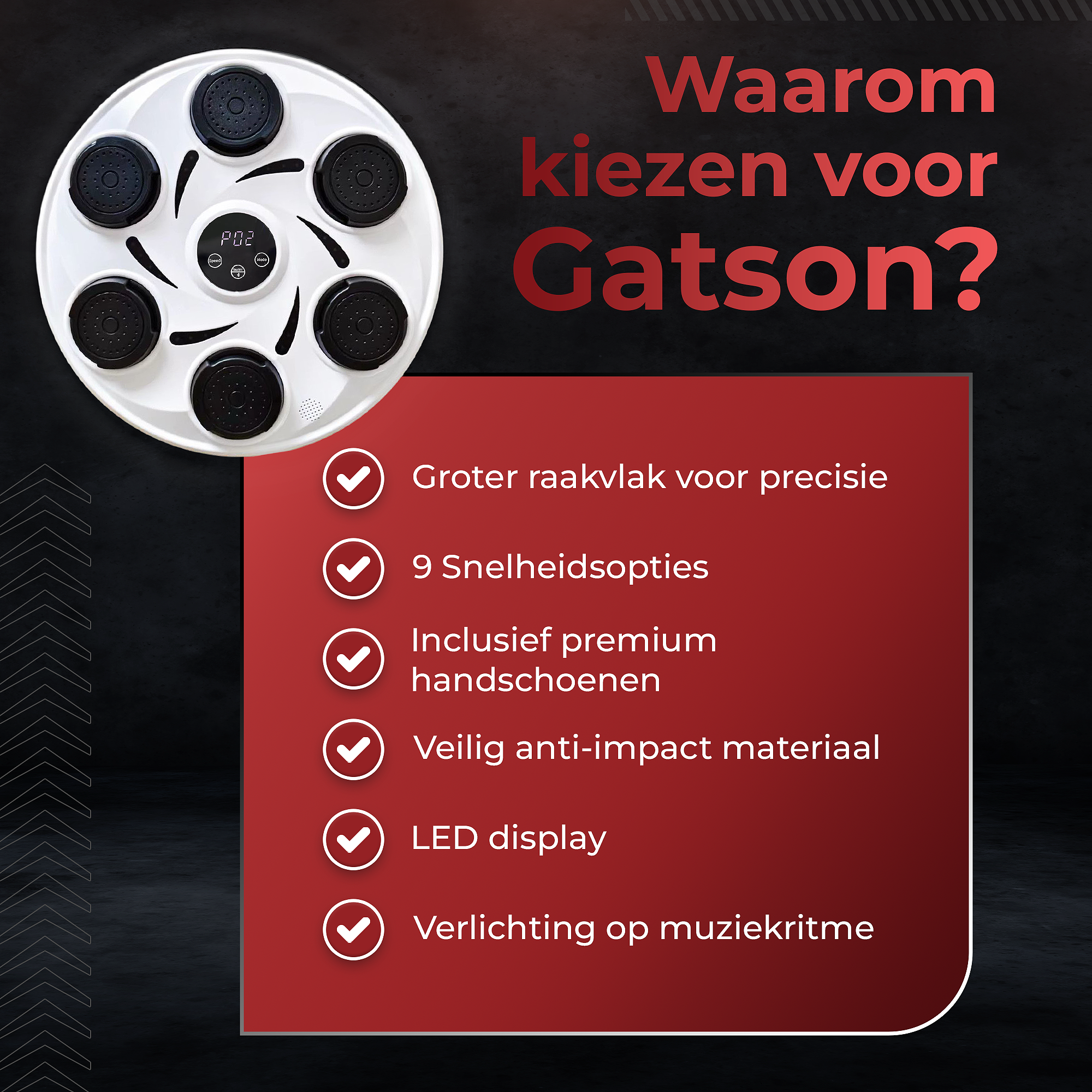 Gatson Premium Boxing Machine Wit - Inclusief Bokshandschoenen
