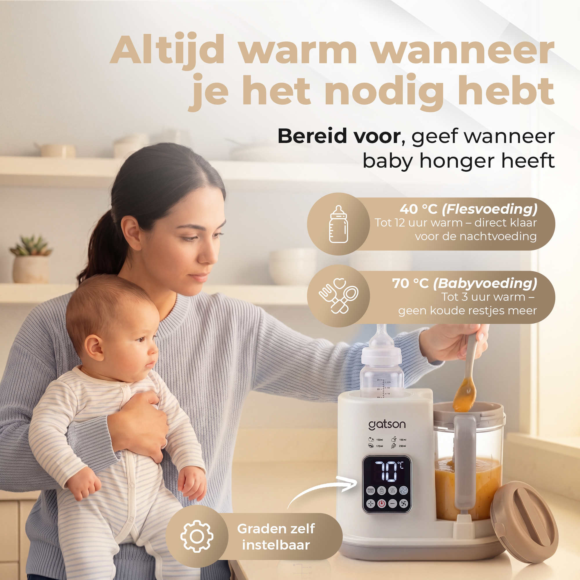 Gatson Pro BabyChef - Blender en Stomer - Inclusief Babyvoeding bewaarbakje
