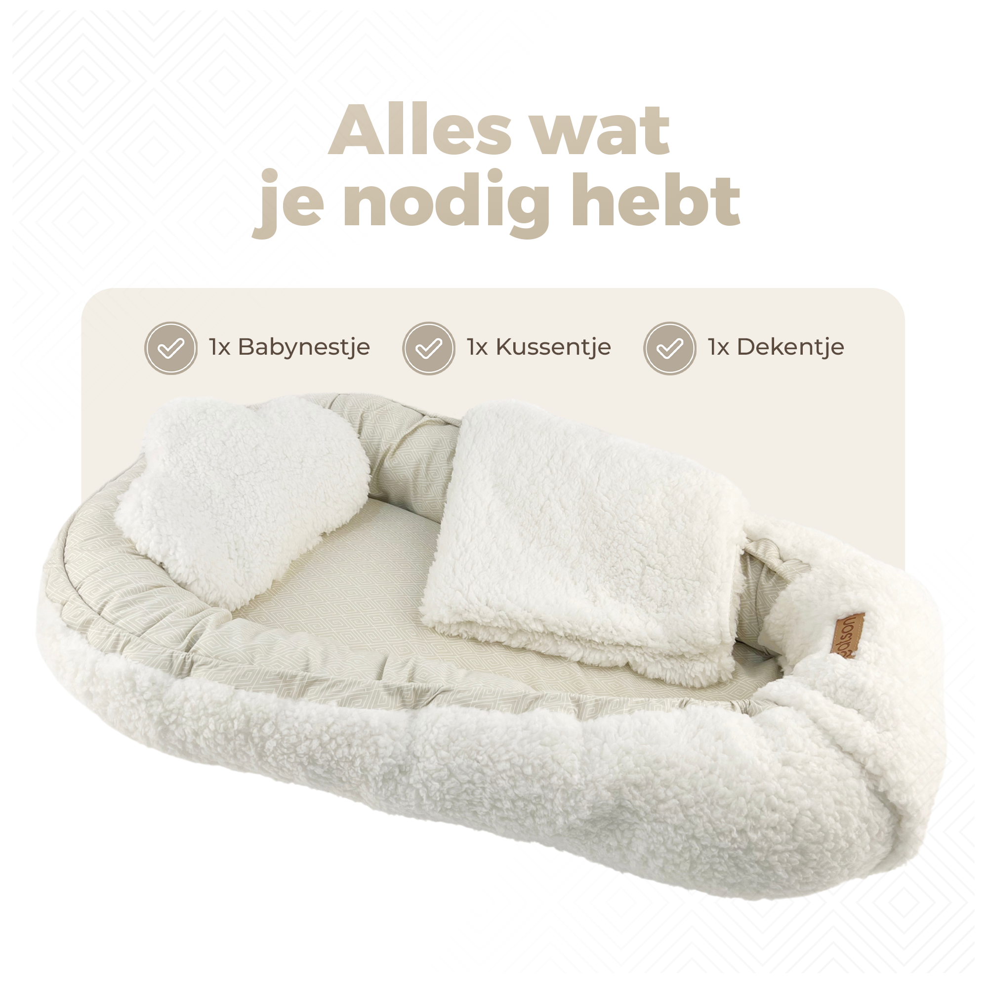 Gatson Babynestje - Verstelbaar - Dubbelzijdig Teddy Fleece & Biokatoen - Wasbaar - Met Kussentje & Dekentje