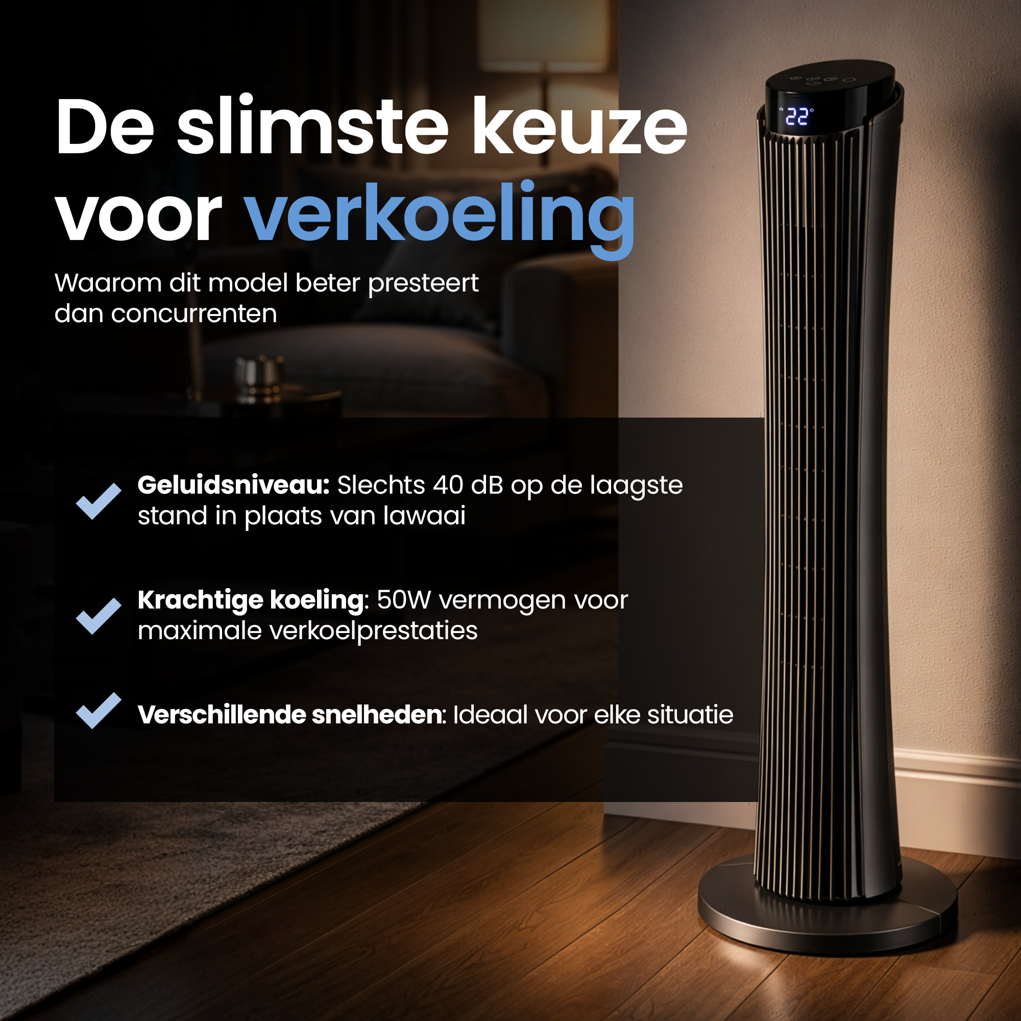 Gatson Torenventilator 86cm - Stil - Met Afstandsbediening